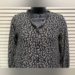 ZARA black & ivory floral midi dress. Size 11-12, button up ruffle 3/4 sleeve Photo 1