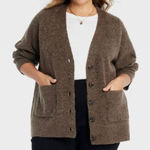 Ava & Viv  Plus Size Cozy Boyfriend Cardigan Brown Black Button Down Sweater 2X Photo 0