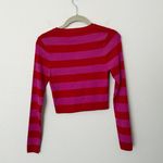 ZARA [] Pink Red Striped Crew Neck Long Sleeve Knit Crop Sweater NWT Sz Medium M Photo 1