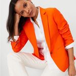 Ann Taylor Orange Blazer with Notched Lapels and Tailored Silhouette Linen 0P Photo 0