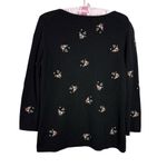 Vintage 90's Cardigan M 100% Silk Knit Floral Embroidered Cottagecore Bow Tie Black Size M Photo 4