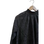 Ultra Pink  Black Lace Overlay Mock Neck Long Sleeve Blouse Size Large Whimsigoth Photo 6