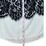 GO SILK Black 100% Silk Lace Print Button Photo 6