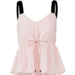 Sabina Musayev Jess Tank Top Seersucker Gingham Pink White Stripe Thick Straps M Photo 3