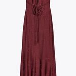 ZARA  Burgundy maxi Halter open back Dress wedding evening holiday party Photo 6