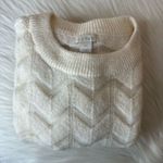 Hinge  Ivory Semi Sheer Chevron Knit Sweater Women's Size XS Photo 8