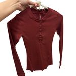 SKIMS Size XXS Cotton Rib Long Sleeve Henley Sangria Ribbed Shirt NWT Photo 4