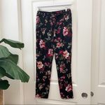 Papaya Floral Tie Waist Pants Black Photo 1