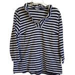 Crown & Ivy Navy Blue White Ruffle Neck Cotton Long Sleeve XL Photo 0