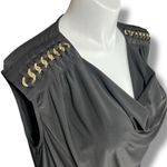 Harper 241 Womens Blouse Shirt Top Drape Neck Chain Accent Stretch Black 2X Photo 5