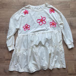 Oddi  White Floral Applique Tiered Sweatshirt Dress Long Sleeve L NWT boho Cottagecore  Photo 0