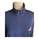 Adidas NWT--NAVY BLUE AND WHITE JACKET-SIZE LARGE new with tags, has hand pockets Measurements: Bust: armpit to armpit 22 inches Length: shoulder seam to bottom 27 inches Photo 3