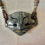 Jasper lion face statement necklace Gray Photo 1