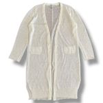 Berti Italian Longline Open Knit Cardigan Small Quiet Luxury Layering Minimalist White Photo 0