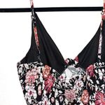 Maurice's Black Pink Floral Print Tie Front Babydoll Swing Dress Photo 5