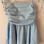 SheIn NWT baby blue ruched dress strappy tie short mini spring Photo 1