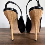 Gucci  Patent Leather Slingback Heels Sz 8.5 / EU 38.5 Black Peep Toe Classic Box Photo 5