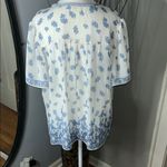 Max Studio  Blue and White Boxy Short Sleeve Blouse Photo 7
