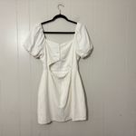 ASTR  The Label Linen Pleat Front Mini Dress Puff Sleeve White Womens Size Medium Photo 5