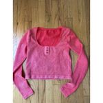 Fabletics  Top Size Small Red Henley Crop Long Sleeve Ribbed Y2K Style Babydoll Photo 1