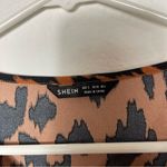 SheIn All Over Print Short Sleeve Batwing Brown Blouse S Photo 6