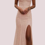 NWT Long V Neck Mermaid Glitter Formal Dresses Evening Gowns with Slit Photo 0
