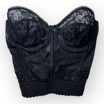 Vintage 1990's Y2K Black Lacey Goth Strapless Bustier Bra Low Back Underwire 34D Size M Photo 0