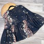 Intermix  100% silk art to wear witchy bell sleeve blouse button back‎ Photo 4