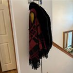 Northern Angel Cardigan Sweater Red Black Open Front Faux Fur Fringe size S/M Size M Photo 2