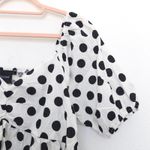 Cliché Womens Top Sz L White Black Polka Dot Puff Sleeve Babydoll Cottage Retro Size L Photo 4