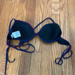 Lands' End  Bikini Swimsuit Blue‎ Red Ruffle size Small Photo 2