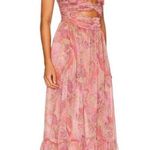 MISA Los Angeles pink chiffon midi dress in Muted Paisley Photo 3