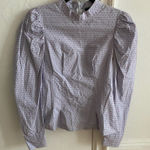 Topshop Puff Sleeve Red Dot Long Sleeve Fitted Blouse Sz 0 Photo 0