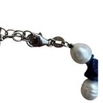 Pearl, Lapis Lazuli and Sterling Silver Tennis Bracelet Blue Photo 4