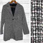 Forever 21 Black, Pink, & White Tweed Single Button Longline Coat Jacket Size Medium Photo 1