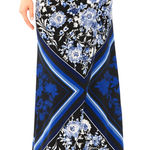 Apt. 9  Blue Floral Geometric Maxi Skirt with Ruched Waistband – Boho Chic Photo 0
