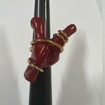 ZARA Faux Red Coral Gold Size 6 Ring Resin Brass Zinc Photo 4