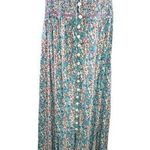 Free People XL Molly Jo Blue Floral Blossom Button Front Smock Maxi Sun Dress Photo 0