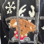 Vintage Santa Snowman Reindeer Cardigan Sweater large embroidery knit whimsical Photo 4
