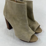Joie  Suede Rare Peep Toe Ankle Boots‎ Block Heel Tan Beige Shoes Sz 39 US 9 Photo 0
