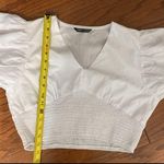 SheIn white Ruffle sleeves, v-neck Cropped top. Size Large. New with bag Photo 5