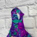 Maxine of Hollywood Vintage  One Piece Swimdress Purple Teal Floral Size 20W Belt Photo 4