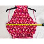AQUA  Pink Chevron Halter Dress‎ Ruffle Hem Sleeveless Party Cocktail Photo 6
