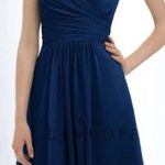 Bill Levkoff Chiffon Strapless Cocktail Dress Sweetheart Neckline Navy Dress 10 Photo 0