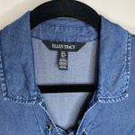 Ellen Tracy  Chambray Sz Large Lace Up Front Collar Tunic Top Photo 6