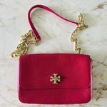 Tory Burch Solid Maroon Pink Leather Small Crossbody Bag Photo 0