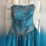 Vintage Y2K Elegant Blue Strapless Prom Dress Size 12 Photo 5