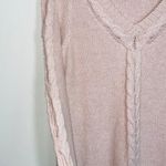 Maurice's Light Pink Cable Knit Open Sleeve V-neck Tunic Sweater Photo 3