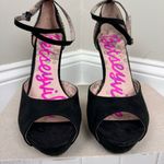 Betsey Johnson BETSEYVILLE by  5 inch‎ Black Stiletto Heels Peep Toe Shoes Sz 8.5 Photo 1