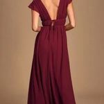 Lulus NWT I’m All Yours Burgundy Ruffle Maxi Dress Photo 1